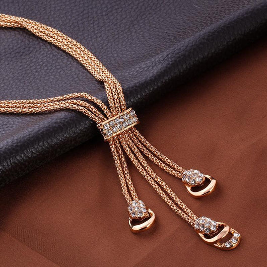 Juego de 4 Collares de Cristal Dorado - Image 10