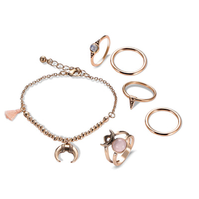 Conjuntos de Anillos de Boda Novia en Oro Antiguo con Adornos de Borlas - Image 6