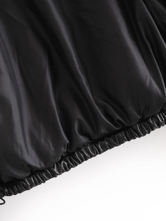 Parka Corta Gruesa para Mujer - Elegante Abrigo de Invierno en Negro PU - Image 22