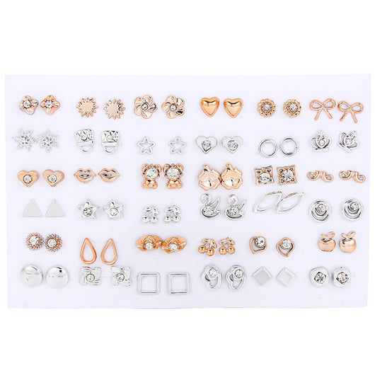 Set de Aretes Dorados y Plateados con Diseño Geométrico y Moño - Pendientes de Moda Coreana - Image 10