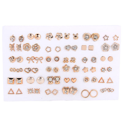 Set de Aretes Dorados y Plateados con Diseño Geométrico y Moño - Pendientes de Moda Coreana - Image 11