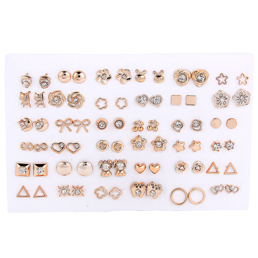 Set de Aretes Dorados y Plateados con Diseño Geométrico y Moño - Pendientes de Moda Coreana - Image 11