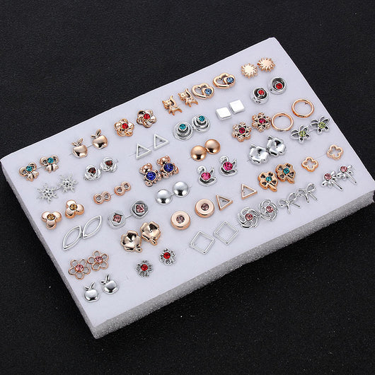 Set de Aretes Dorados y Plateados con Diseño Geométrico y Moño - Pendientes de Moda Coreana - Image 13