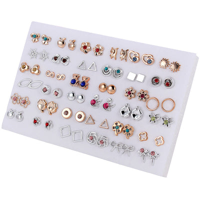 Set de Aretes Dorados y Plateados con Diseño Geométrico y Moño - Pendientes de Moda Coreana - Image 14