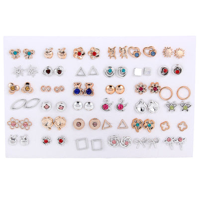 Set de Aretes Dorados y Plateados con Diseño Geométrico y Moño - Pendientes de Moda Coreana - Image 15