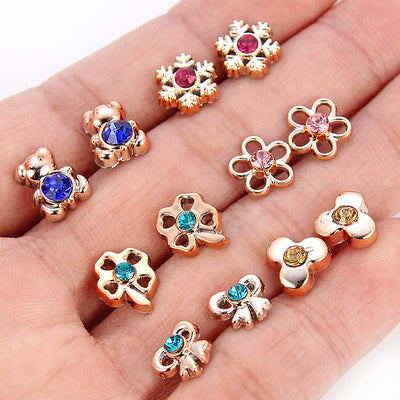 Set de Aretes Dorados y Plateados con Diseño Geométrico y Moño - Pendientes de Moda Coreana - Image 18