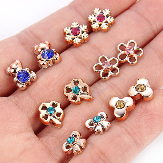 Set de Aretes Dorados y Plateados con Diseño Geométrico y Moño - Pendientes de Moda Coreana - Image 18