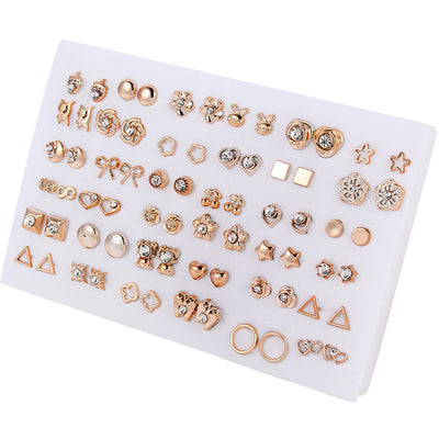 Set de Aretes Dorados y Plateados con Diseño Geométrico y Moño - Pendientes de Moda Coreana - Image 25