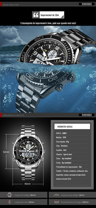Reloj Deportivo de Acero con Pantalla Dual y Luz Nocturna - Image 4