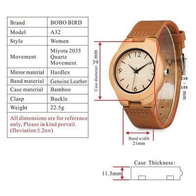 Reloj de Bambú con Cinturón de Cuero - Image 10