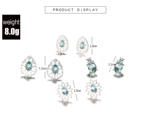 4 Pares de Aretes Boho Cristal Zafiro Glamurosos - Image 6