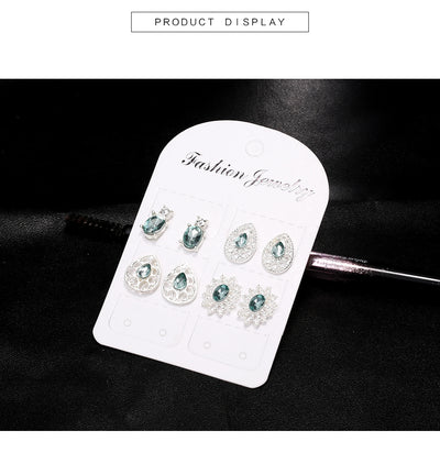 4 Pares de Aretes Boho Cristal Zafiro Glamurosos - Image 9