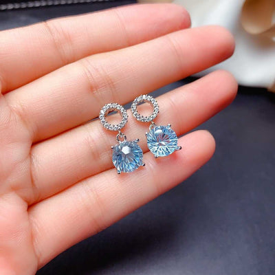Conjunto de Topacio Azul Cielo Natural en Plata 925 - Anillo, Colgante y Aretes para Mujer - Image 9