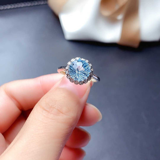 Conjunto de Topacio Azul Cielo Natural en Plata 925 - Anillo, Colgante y Aretes para Mujer - Image 13