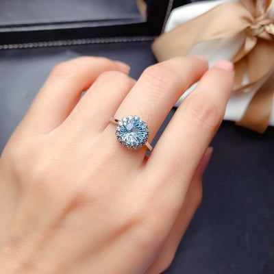 Conjunto de Topacio Azul Cielo Natural en Plata 925 - Anillo, Colgante y Aretes para Mujer - Image 14
