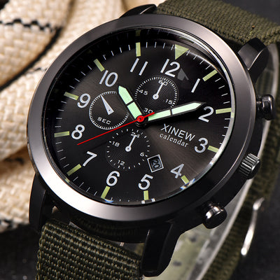 Reloj de Pulsera Hombre Banda Nylon Calendario Cuarzo - Image 9