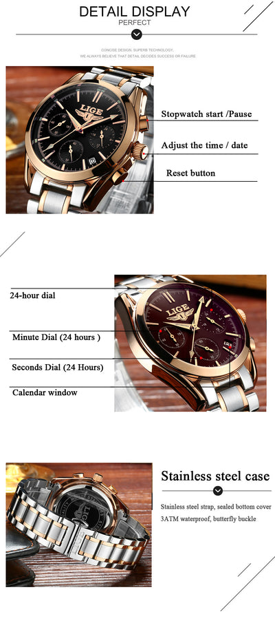 Reloj de Negocios Deportivo Acero Inoxidable Multifuncional con Calendario - Image 12