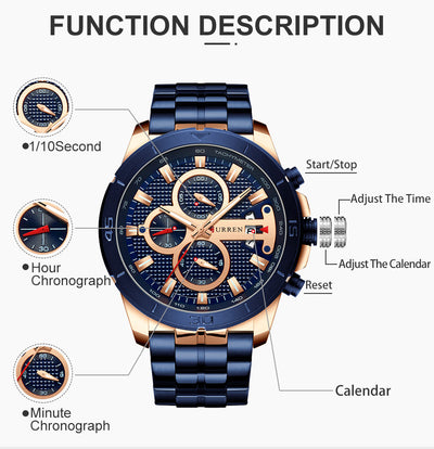 Reloj Multifuncional de Cuarzo con Calendario y Correa de Acero para Hombre - Image 8