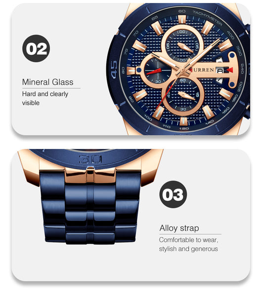 Reloj Multifuncional de Cuarzo con Calendario y Correa de Acero para Hombre - Image 9