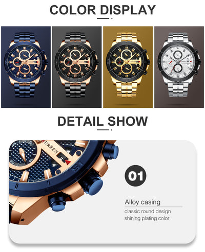 Reloj Multifuncional de Cuarzo con Calendario y Correa de Acero para Hombre - Image 10