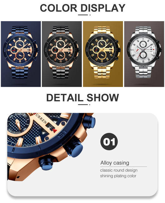 Reloj Multifuncional de Cuarzo con Calendario y Correa de Acero para Hombre - Image 10