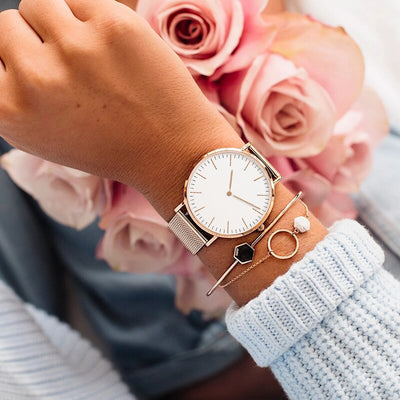 Reloj de Hombre Cuarzo Oro Rosa Ultra Delgado con Correa de Acero Doble Aguja - Image 35
