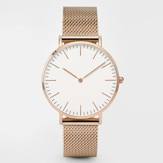 Reloj de Hombre Cuarzo Oro Rosa Ultra Delgado con Correa de Acero Doble Aguja - Image 36