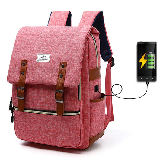 Mochila Vintage de Lona Unisex con Puerto USB para Laptop y Viaje - Image 13