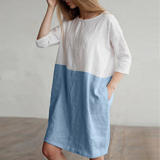 Vestido Fresco de Algodón y Lino con Manga Tres Cuartos - Image 16