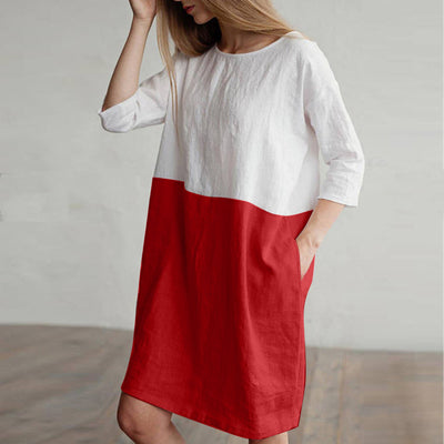 Vestido Fresco de Algodón y Lino con Manga Tres Cuartos - Image 19