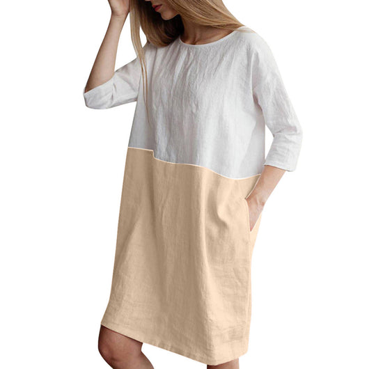 Vestido Fresco de Algodón y Lino con Manga Tres Cuartos - Image 21