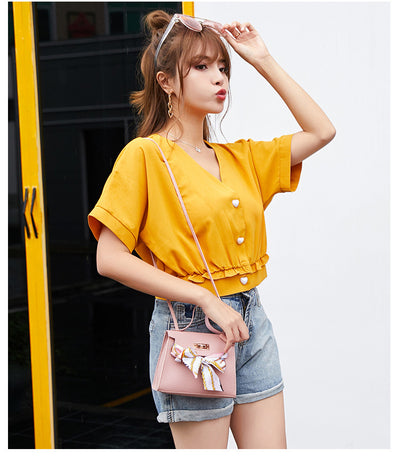 Bolso de Hombro con Pañuelo de Seda Estampado Lichi - Image 11