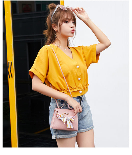 Bolso de Hombro con Pañuelo de Seda Estampado Lichi - Image 11