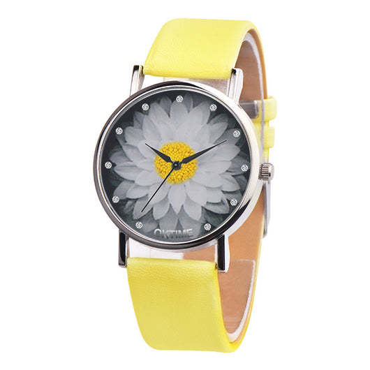 Reloj Femenino de Cuero con Patrón Floral Loto e Hibisco - Image 9