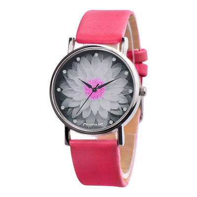 Reloj Femenino de Cuero con Patrón Floral Loto e Hibisco - Image 11