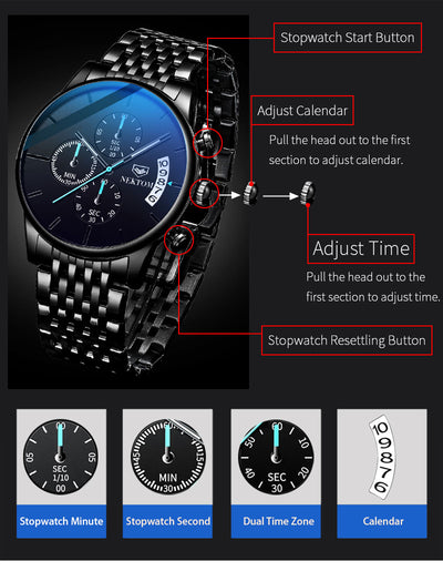 Reloj de Acero Inoxidable para Hombre con Cierre Mariposa y Movimiento de Cuarzo - Image 16