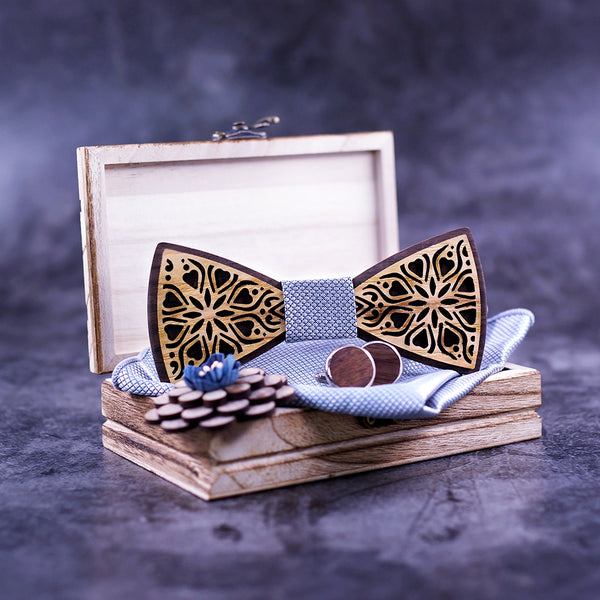 Traje con Pajarita de Madera Maciza
