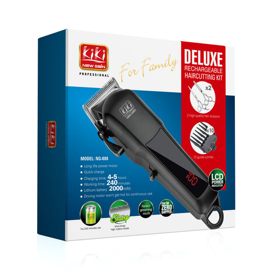 Black electric hair clipper with a silver blade, digital display showing '100', and a hanging loop. - Image 9