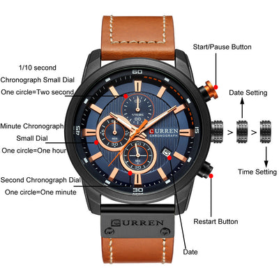 Reloj Deportivo Militar Cronógrafo Impermeable Cuero Premium Lujo - Image 13