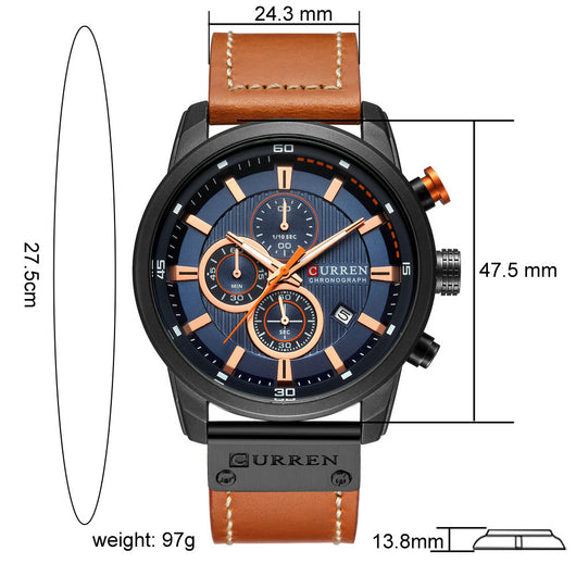 Reloj Deportivo Militar Cronógrafo Impermeable Cuero Premium Lujo - Image 14