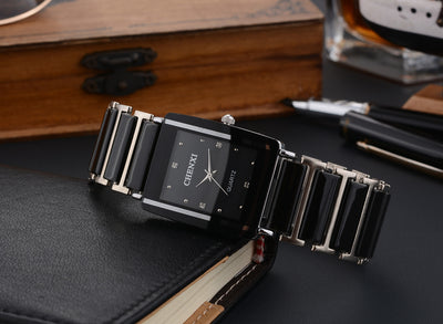 Juego de Relojes de Pareja con Diamante Cuadrado de Cuarzo - Image 22