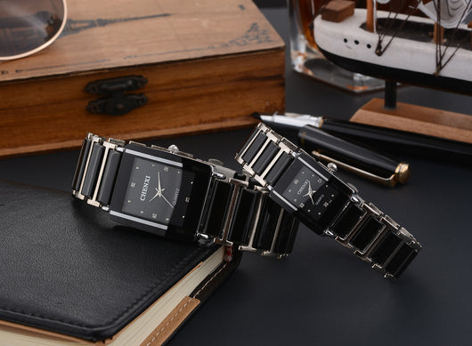 Juego de Relojes de Pareja con Diamante Cuadrado de Cuarzo - Image 24