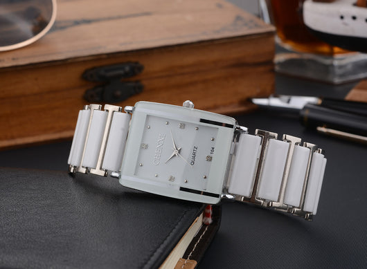 Juego de Relojes de Pareja con Diamante Cuadrado de Cuarzo - Image 26