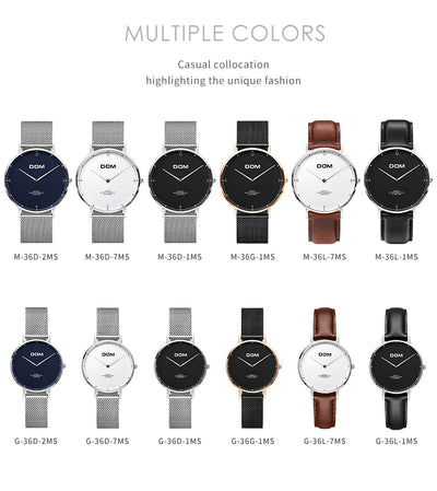 Reloj de Pareja Minimalista Acero Inoxidable Ultadelgado Resistente al Agua - Image 22