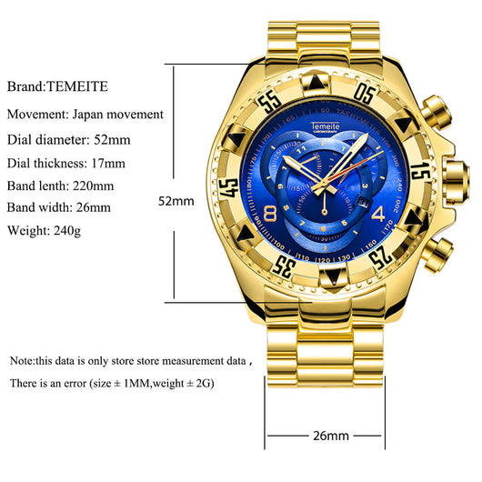 Reloj Deportivo Hombre Tres Ojos Luminoso Esfera Grande Acero Inoxidable - Image 16
