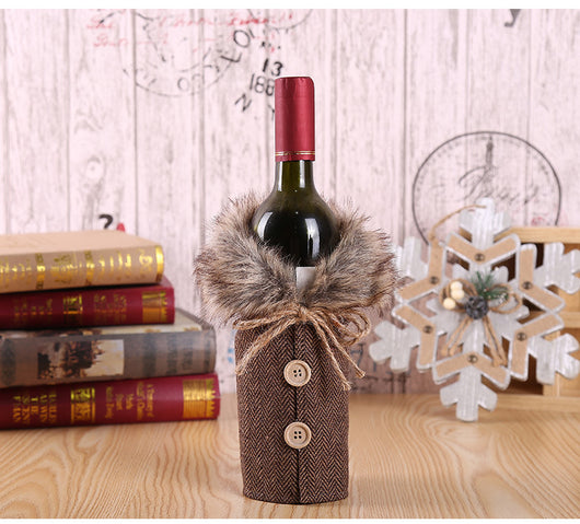 Decoración Navideña Premium: Papá Noel, Botellas de Vino y Champagne para Bar y Comedor - Image 8