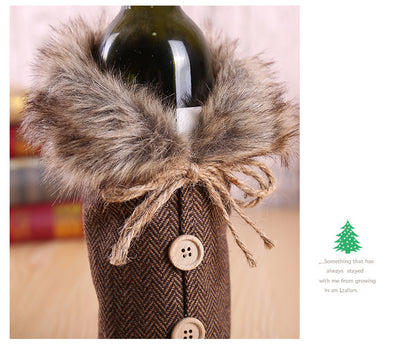Decoración Navideña Premium: Papá Noel, Botellas de Vino y Champagne para Bar y Comedor - Image 9