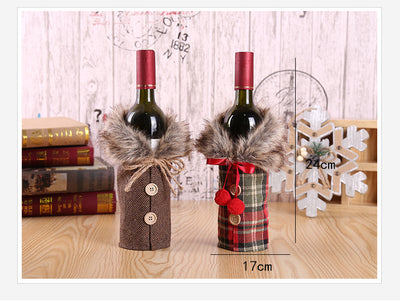 Decoración Navideña Premium: Papá Noel, Botellas de Vino y Champagne para Bar y Comedor - Image 11