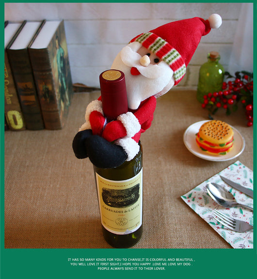 Decoración Navideña Premium: Papá Noel, Botellas de Vino y Champagne para Bar y Comedor - Image 12