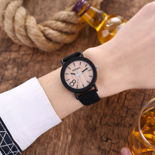 Reloj de Pulsera Cuarzo con Correa de Cuero y Textura de Madera - Image 5
